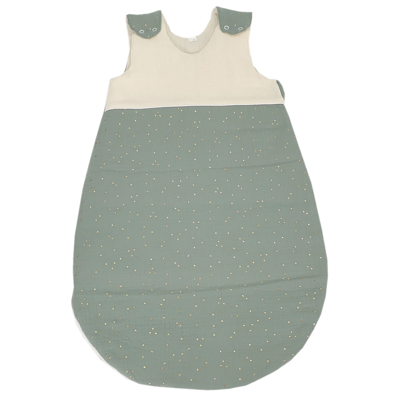 KULI-MULI Ganzjahresschlafsack Baumwolle 90 cm ecru-grün