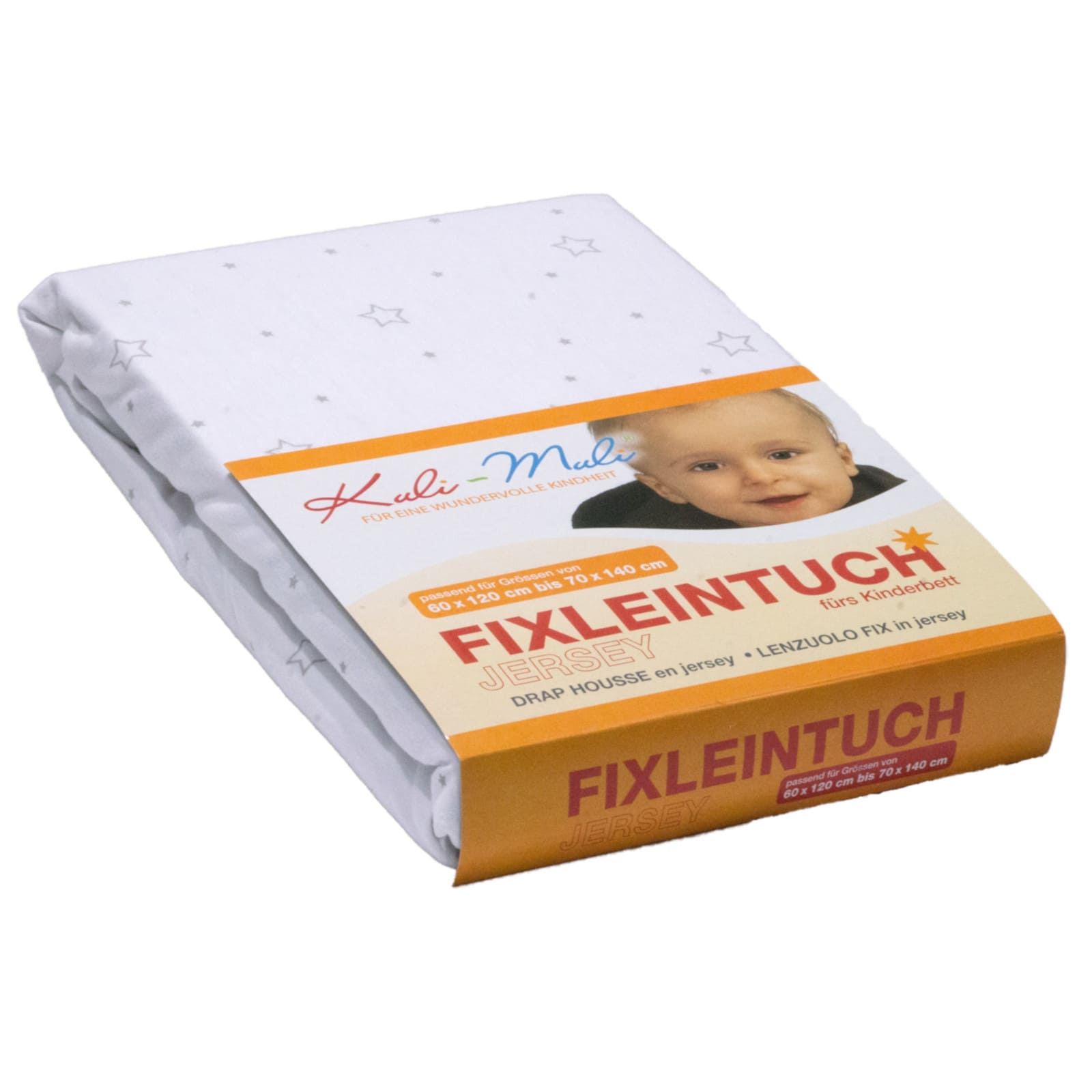 KULI-MULI Fixleintuch Jersey Stern silber 45 x 90 cm