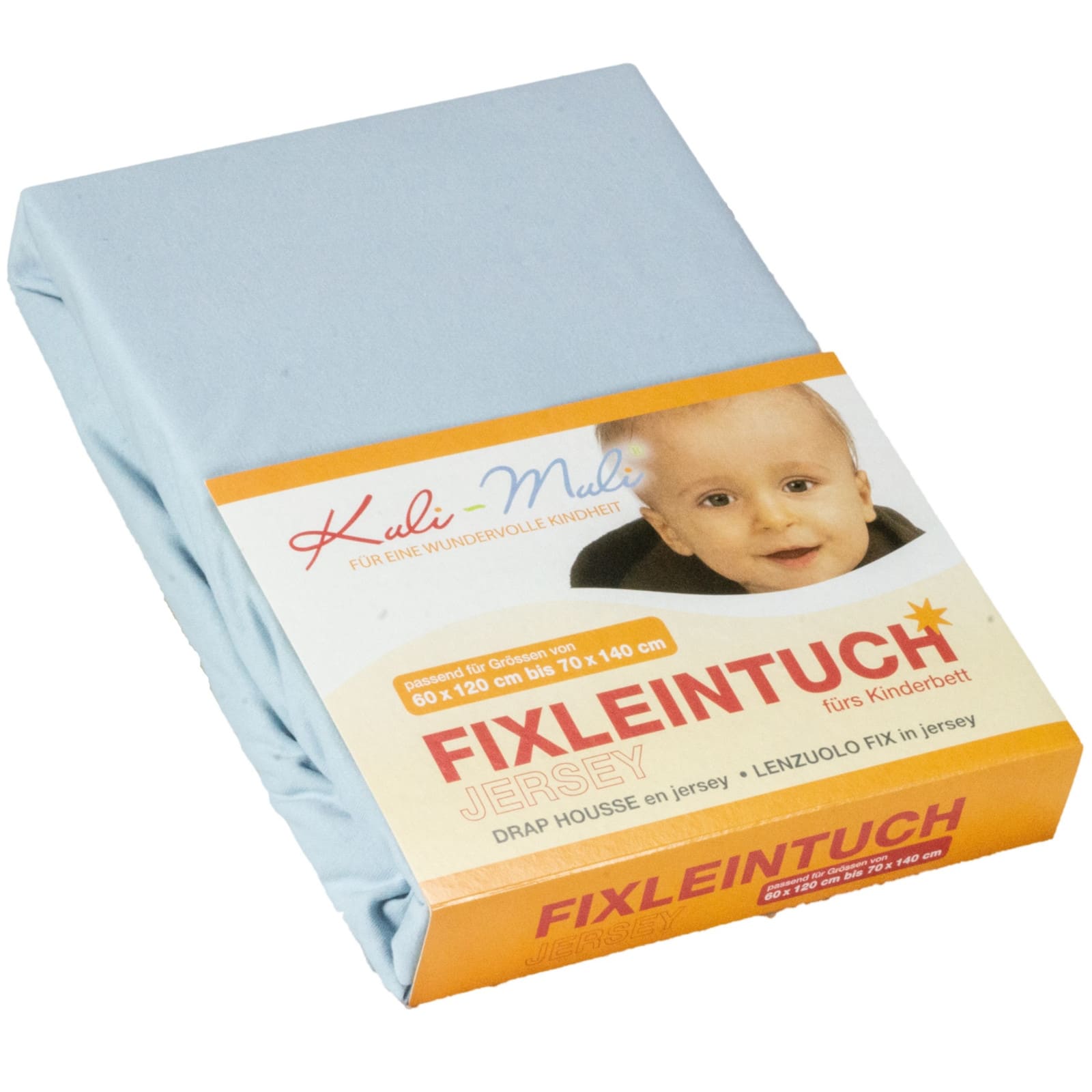 KULI-MULI Fixleintuch Jersey babyblau 35 x 80 cm