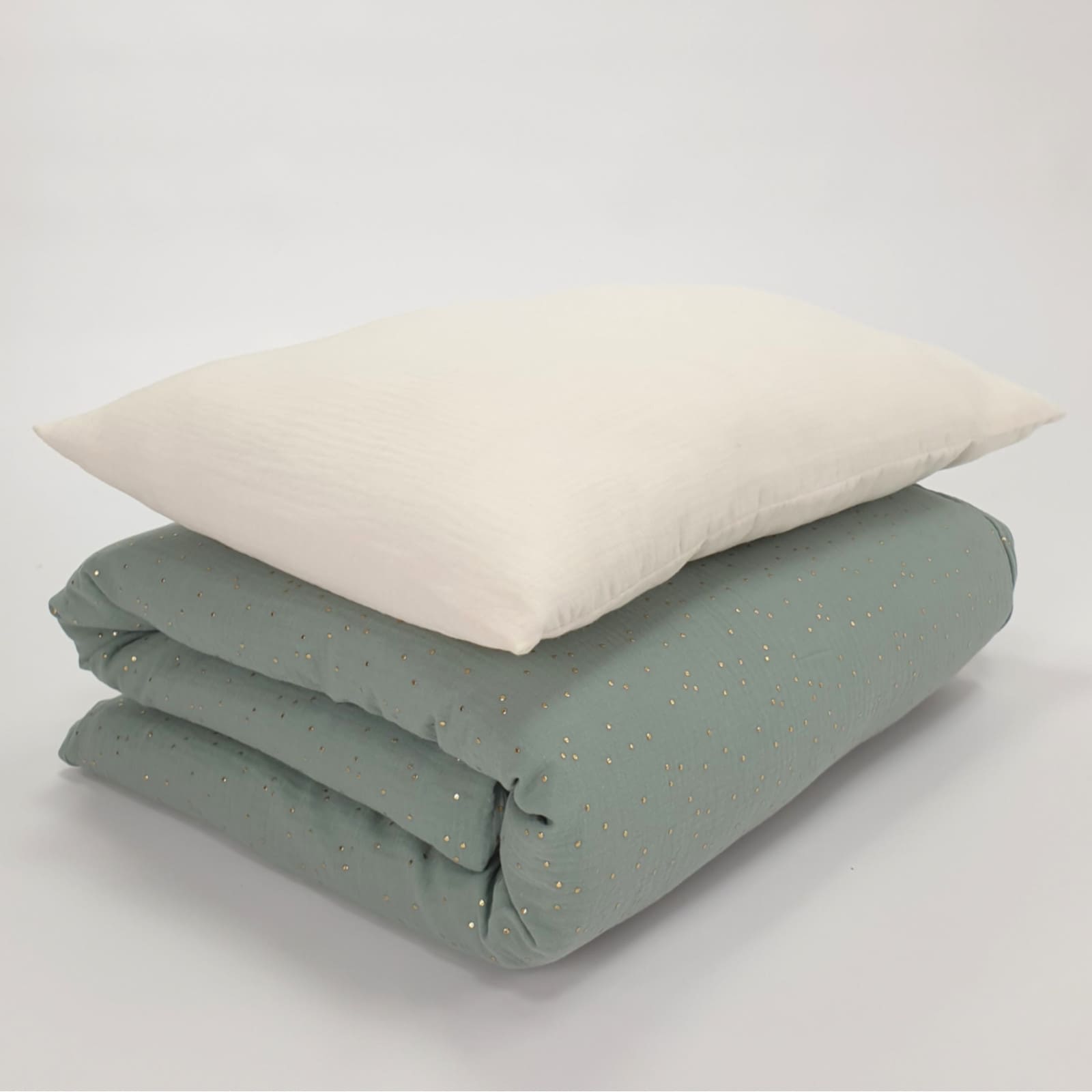 KULI-MULI Bettwäscheset Baumwolle ecru-grün