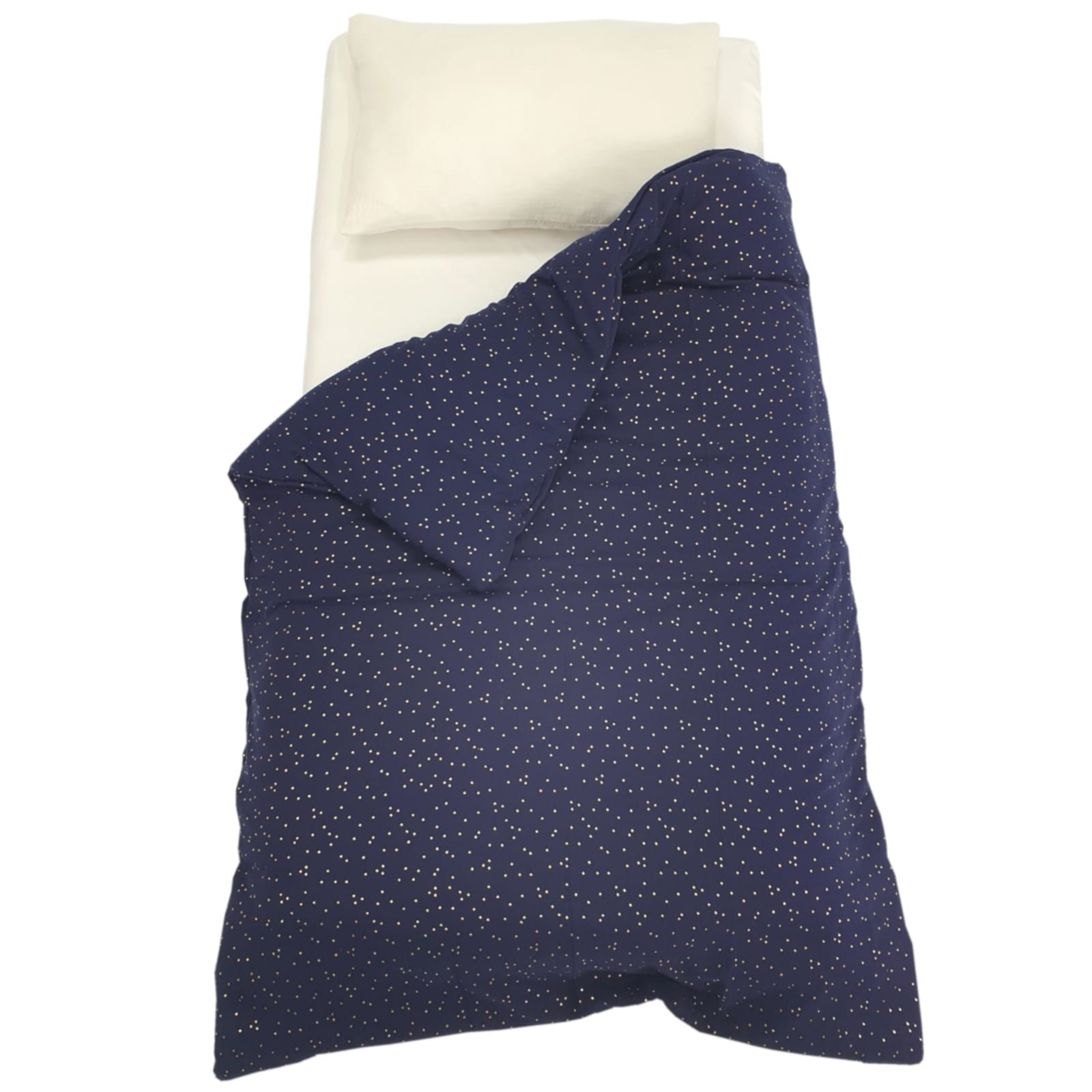 KULI-MULI Bettwäscheset Baumwolle ecru-blau