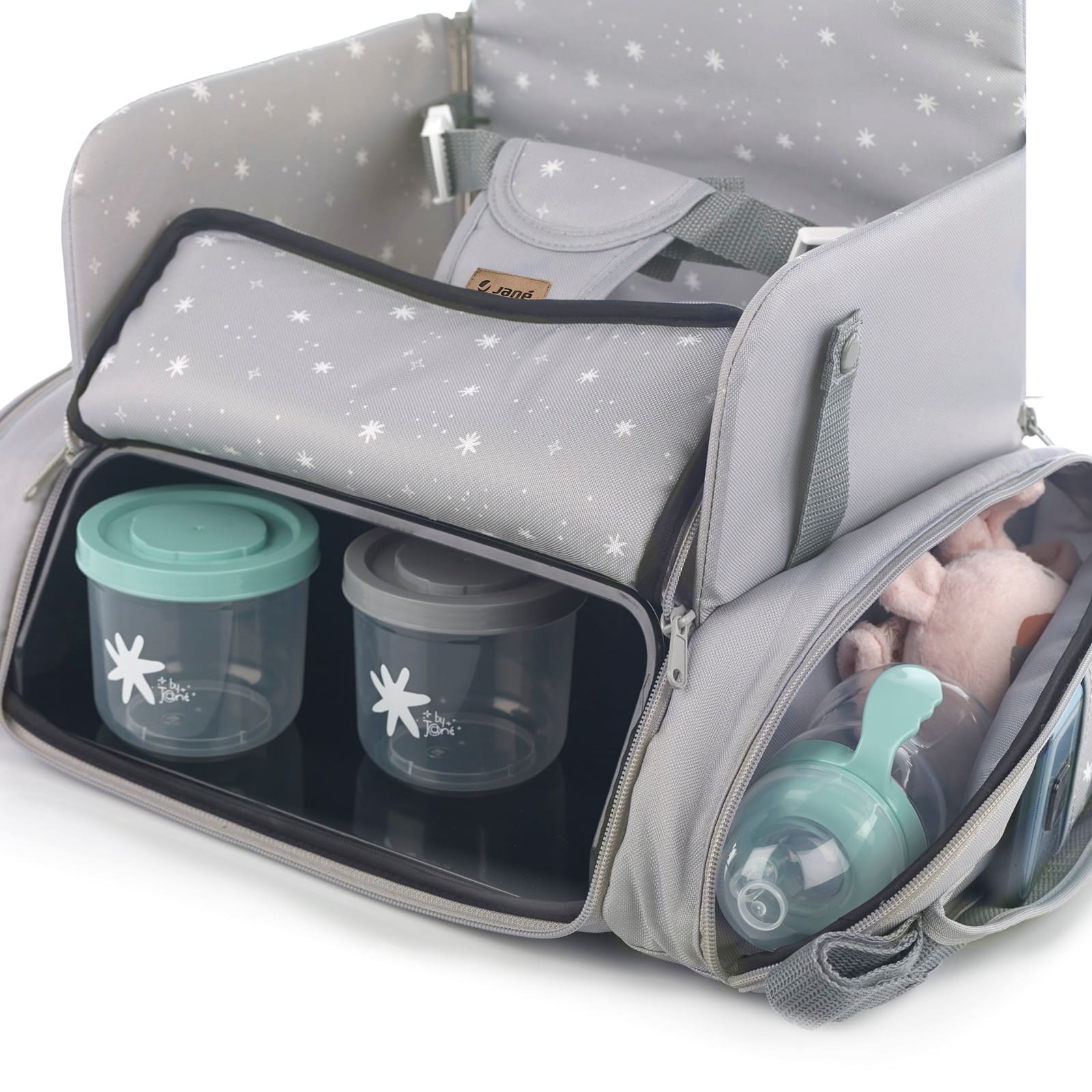 JANÉ Sitzerhöher und Tasche Avant Dim grey